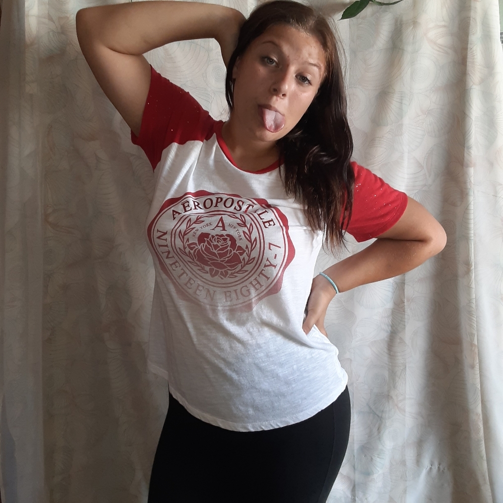 Aeropostale Red/White Tee